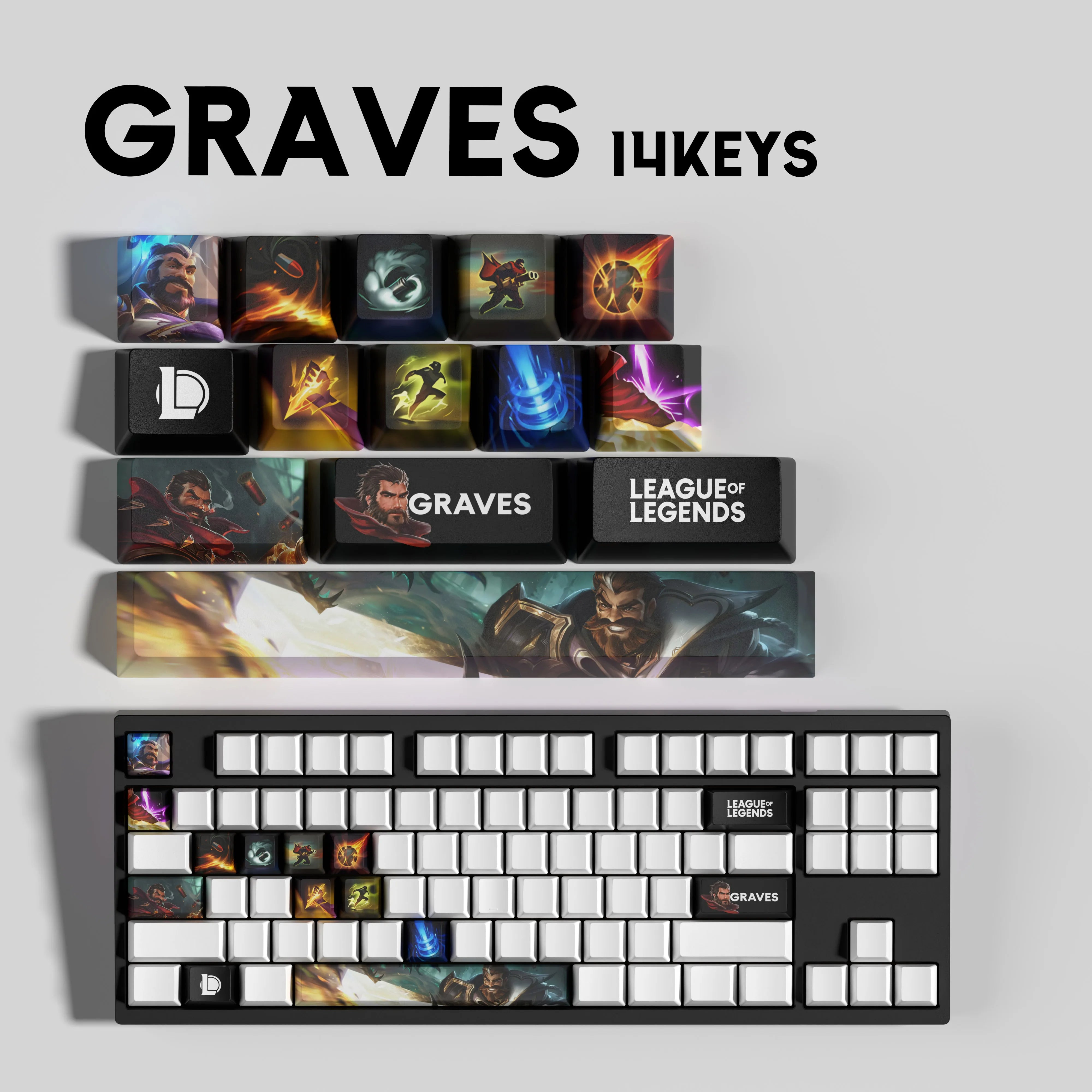 NEW SPECIAL EDITION LEAGUE OF LEGENDS GRAVES KEYCAPS – 14 KAY