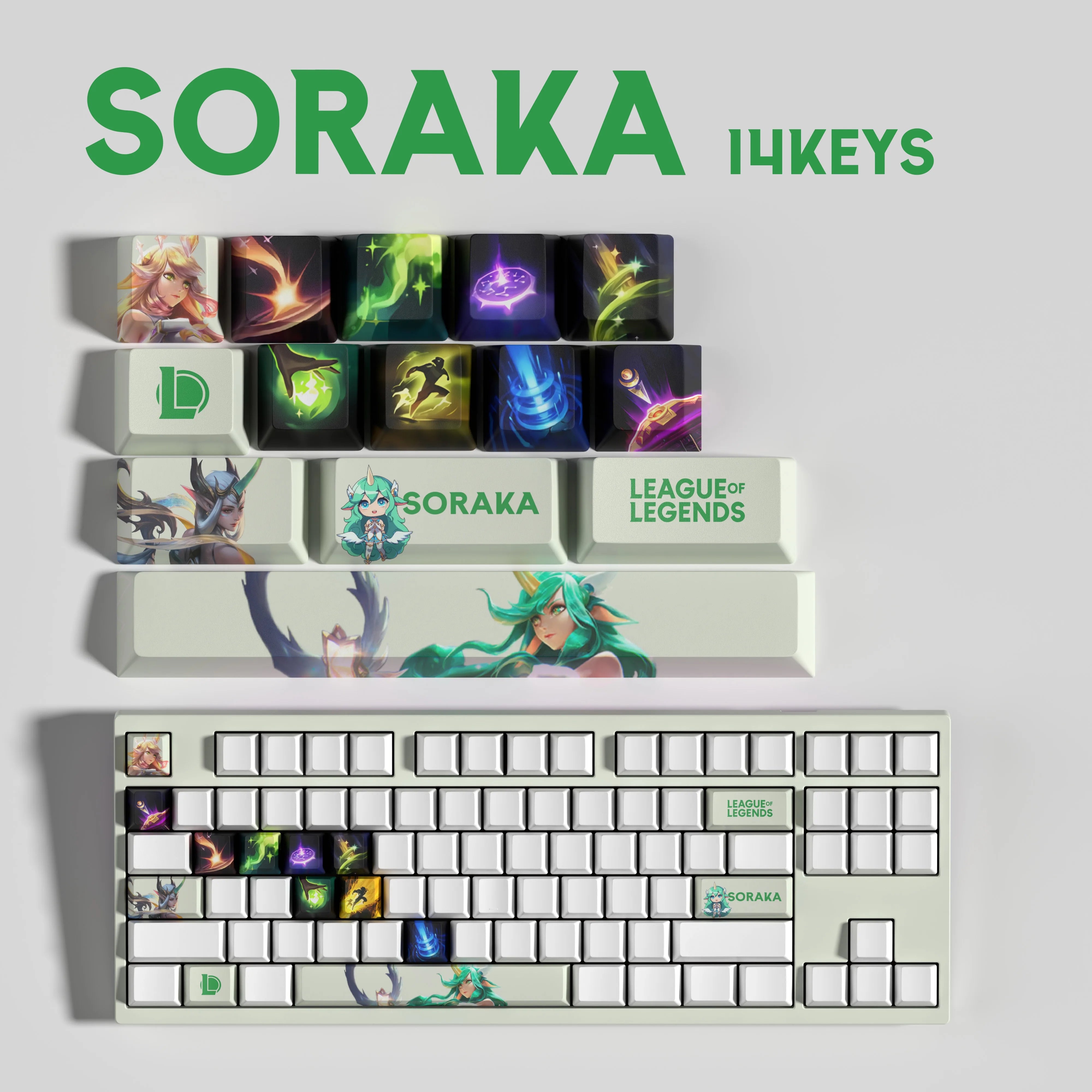 NEW SPECIAL EDITION LEAGUE OF LEGENDS SORAKA KEYCAPS – 14 KAY