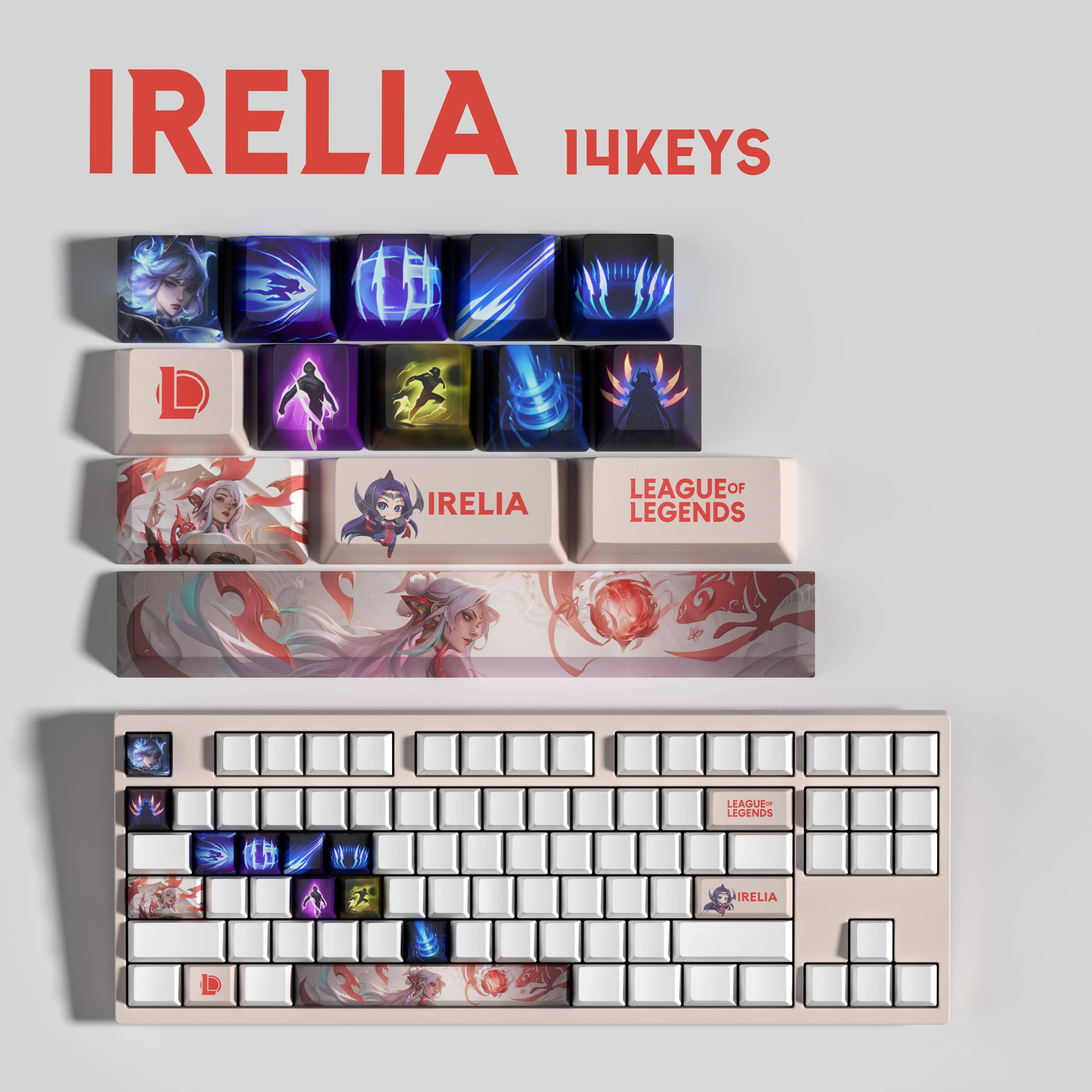 new SPECIAL EDITION LEAGUE OF LEGENDS IRELIA KEYCAPS – 14 kay