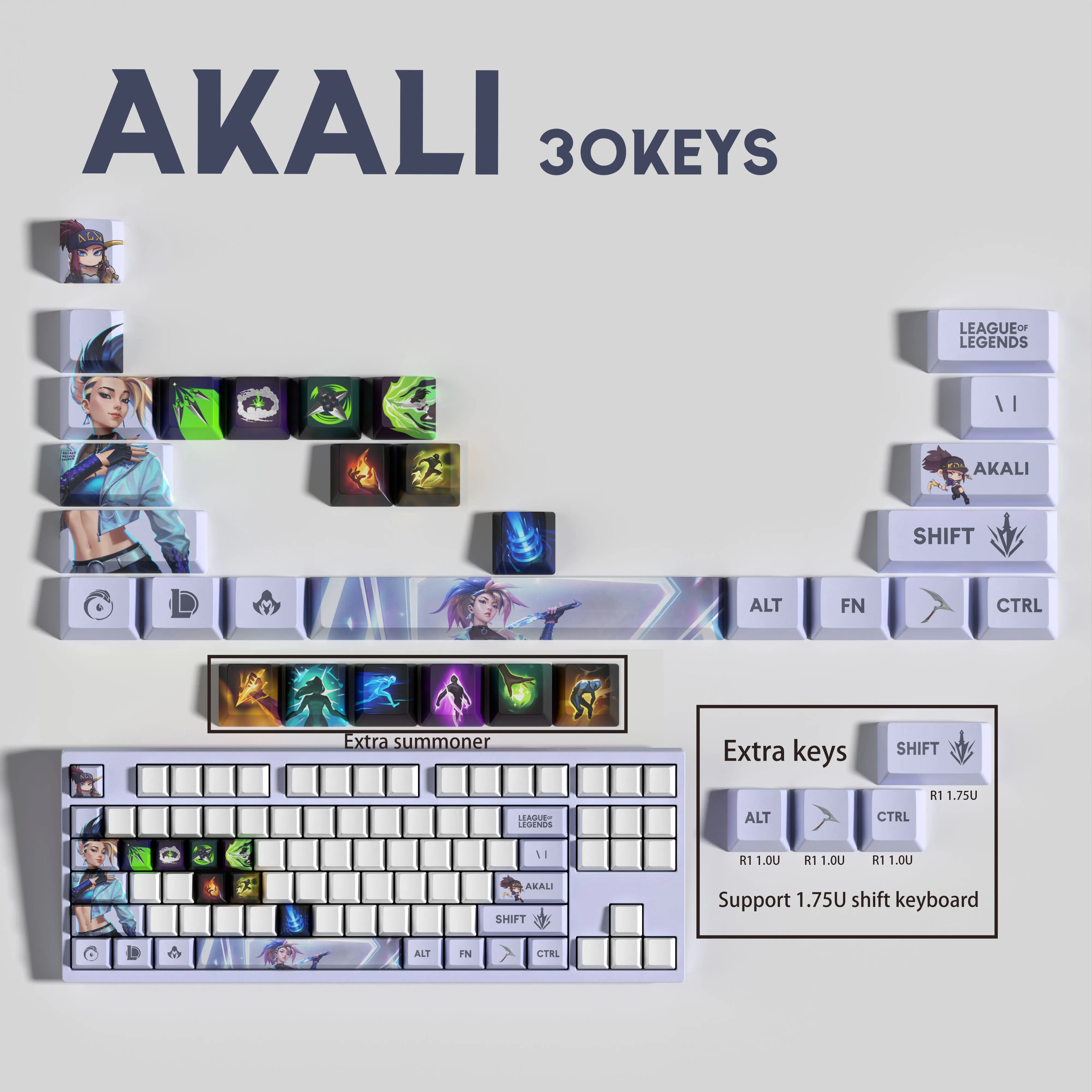 NEW KDA EDITION LEAGUE OF LEGENDS AKALI KEYCAPS – 14 KAY