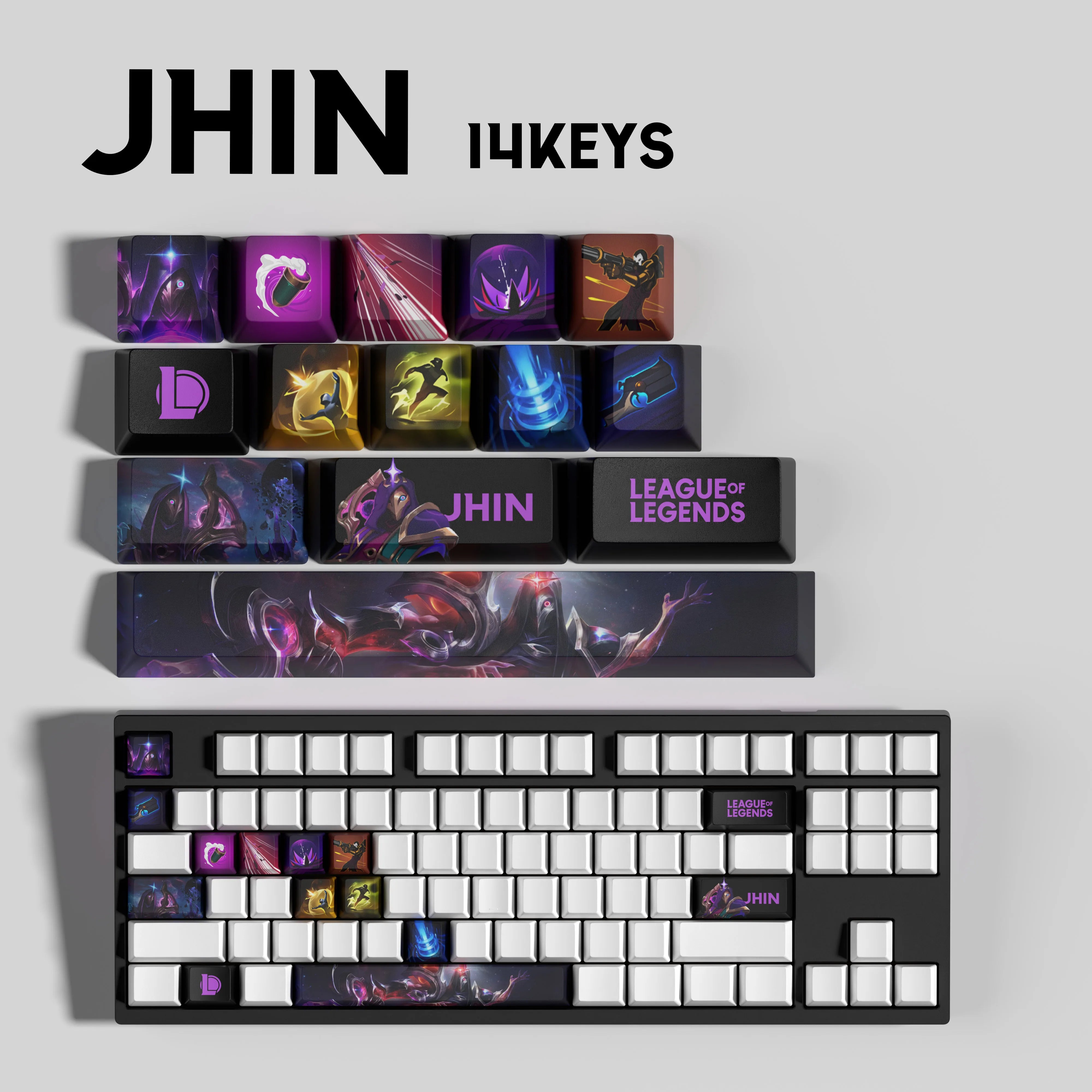 NEW SPECIAL EDITION LEAGUE OF LEGENDS JHIN KEYCAPS – 14 KAY