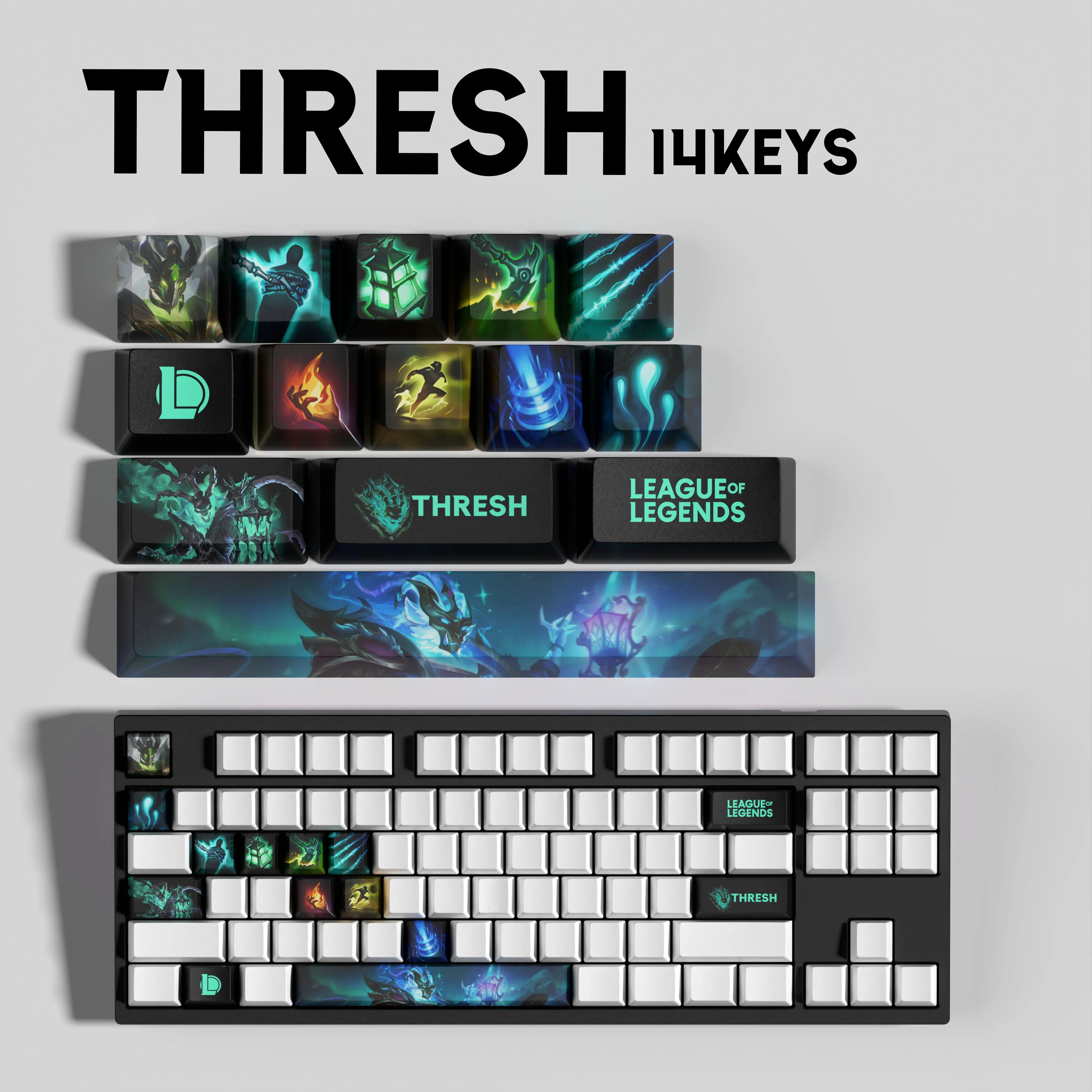 NEW SPECIAL EDITION LEAGUE OF LEGENDS THRESH KEYCAPS – 14 KAY