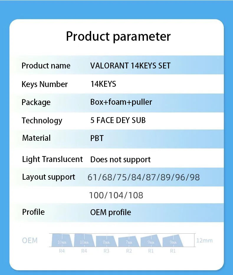 VALORANT Deadlock  keycaps full set 119 keys ASA Profile