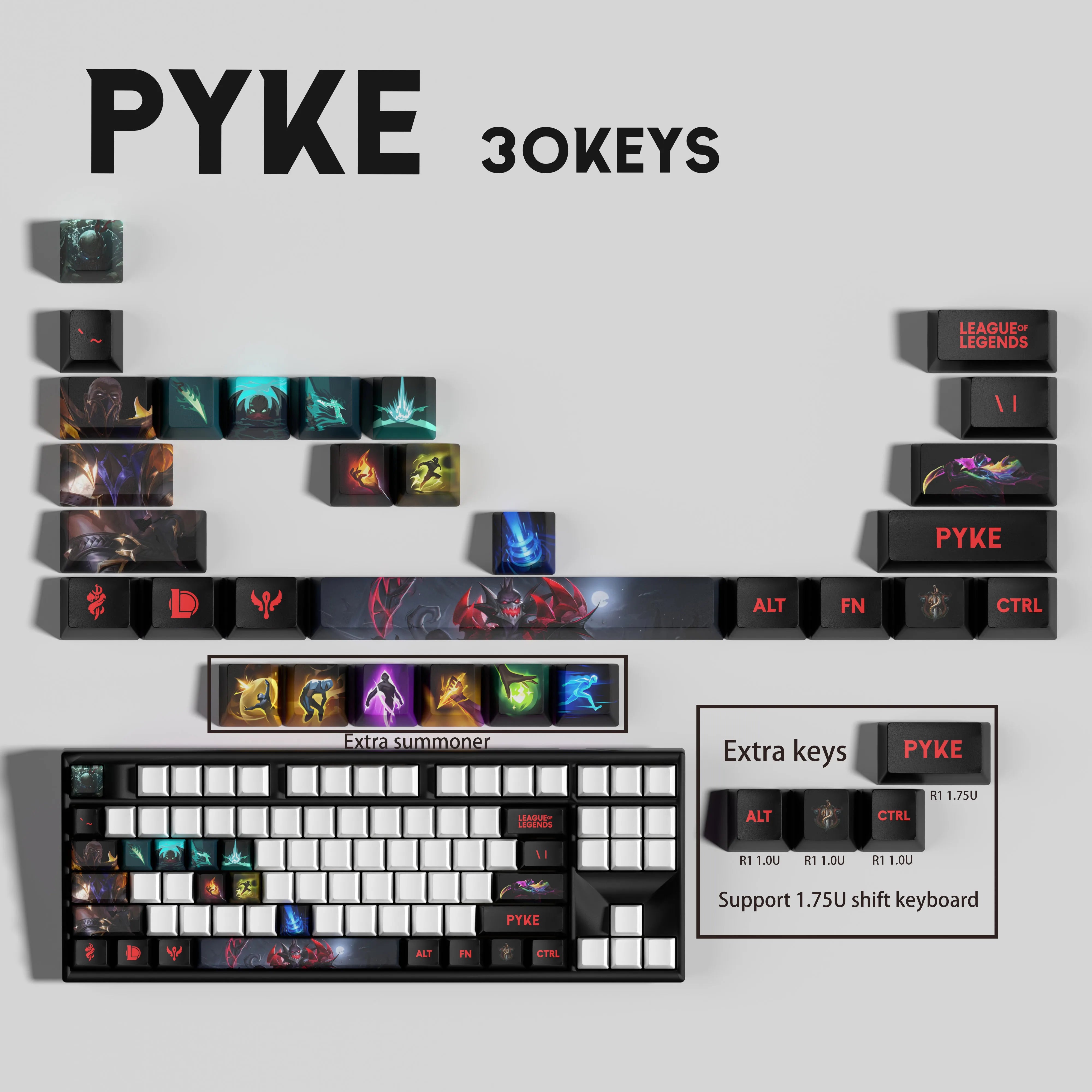 Special Edition League of Legends pyke Keycaps – 30 Custom Keys