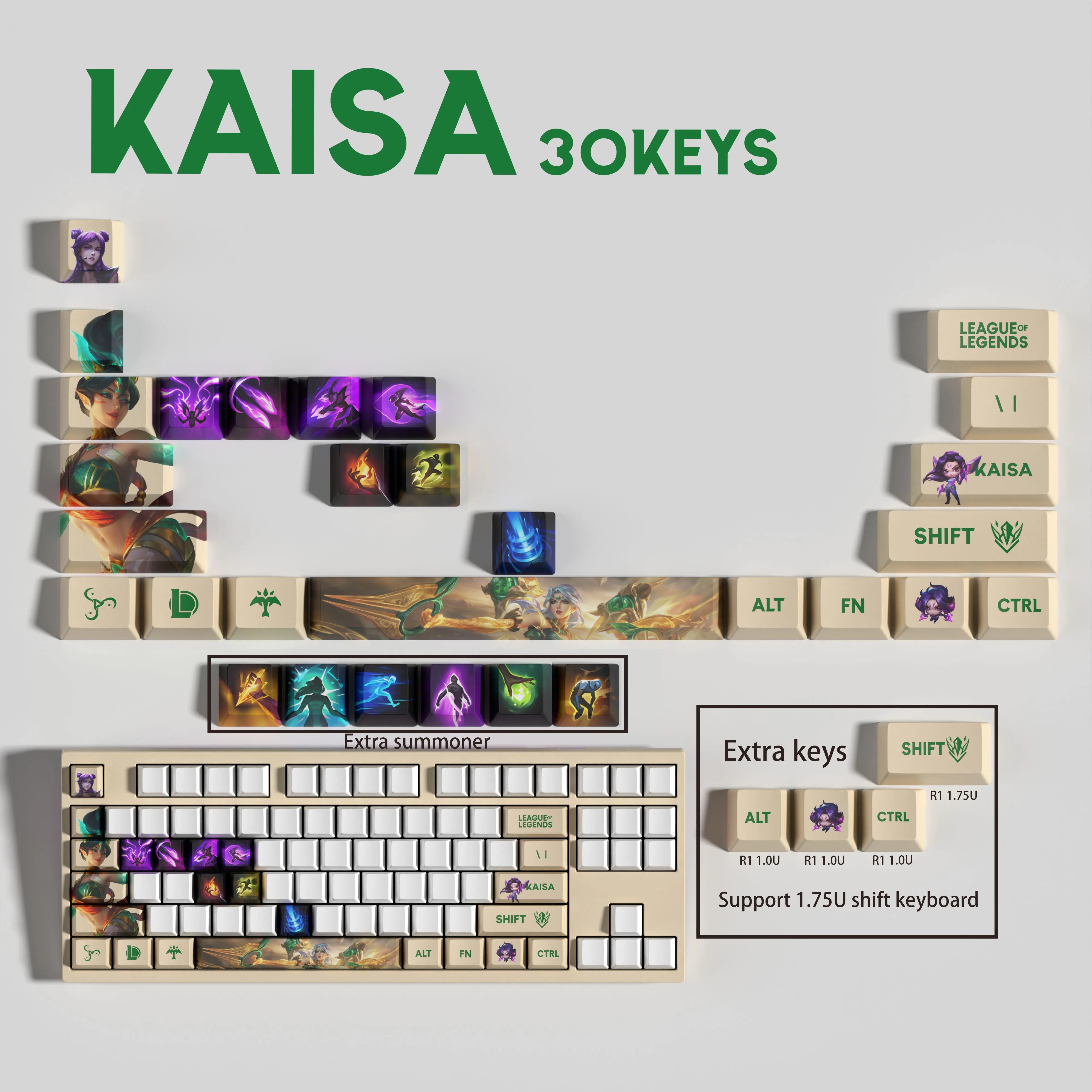 Special Edition League of Legends KAISA Keycaps – 30 Custom Keys