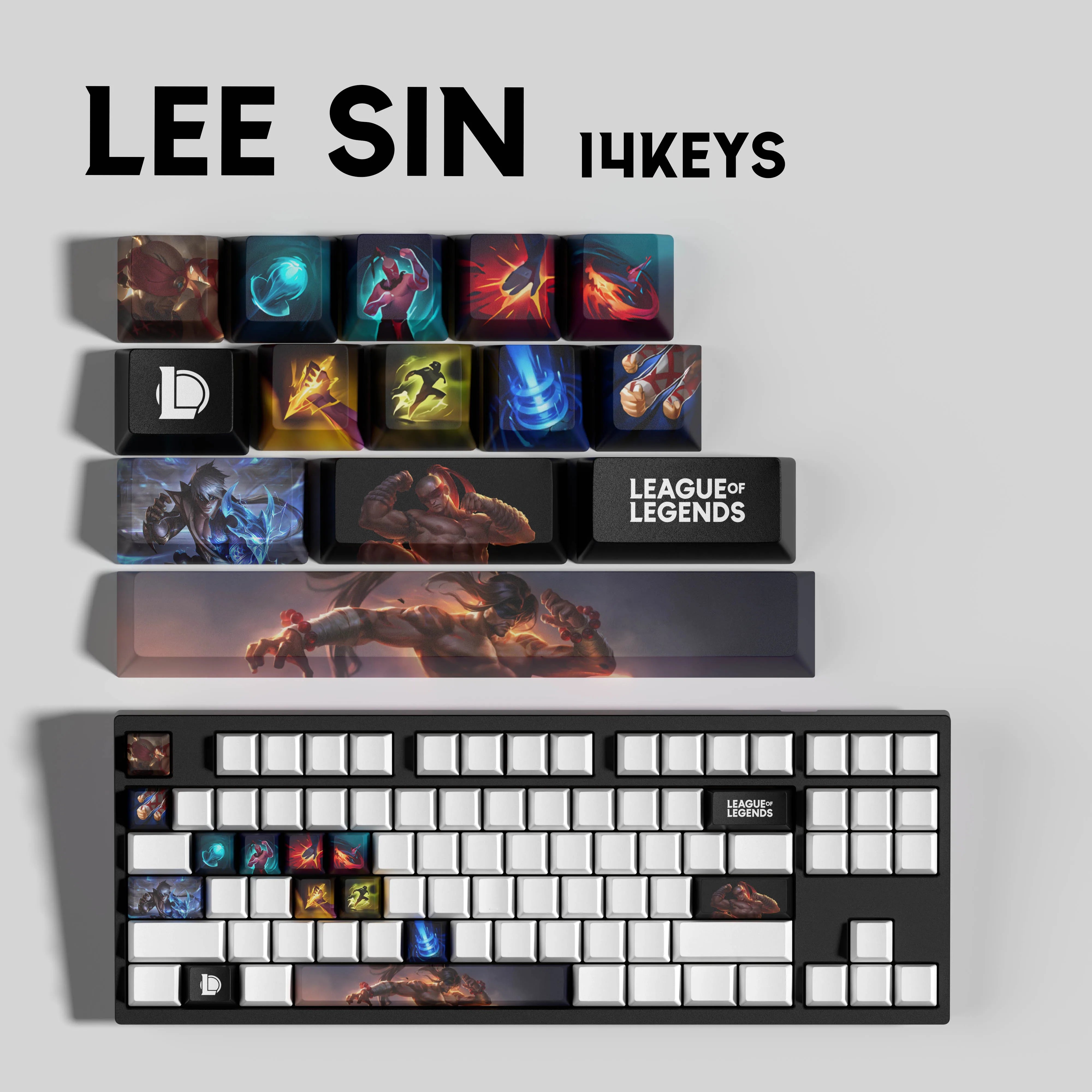 Special Edition League of Legends lee sin Keycaps – 14 Custom Keys