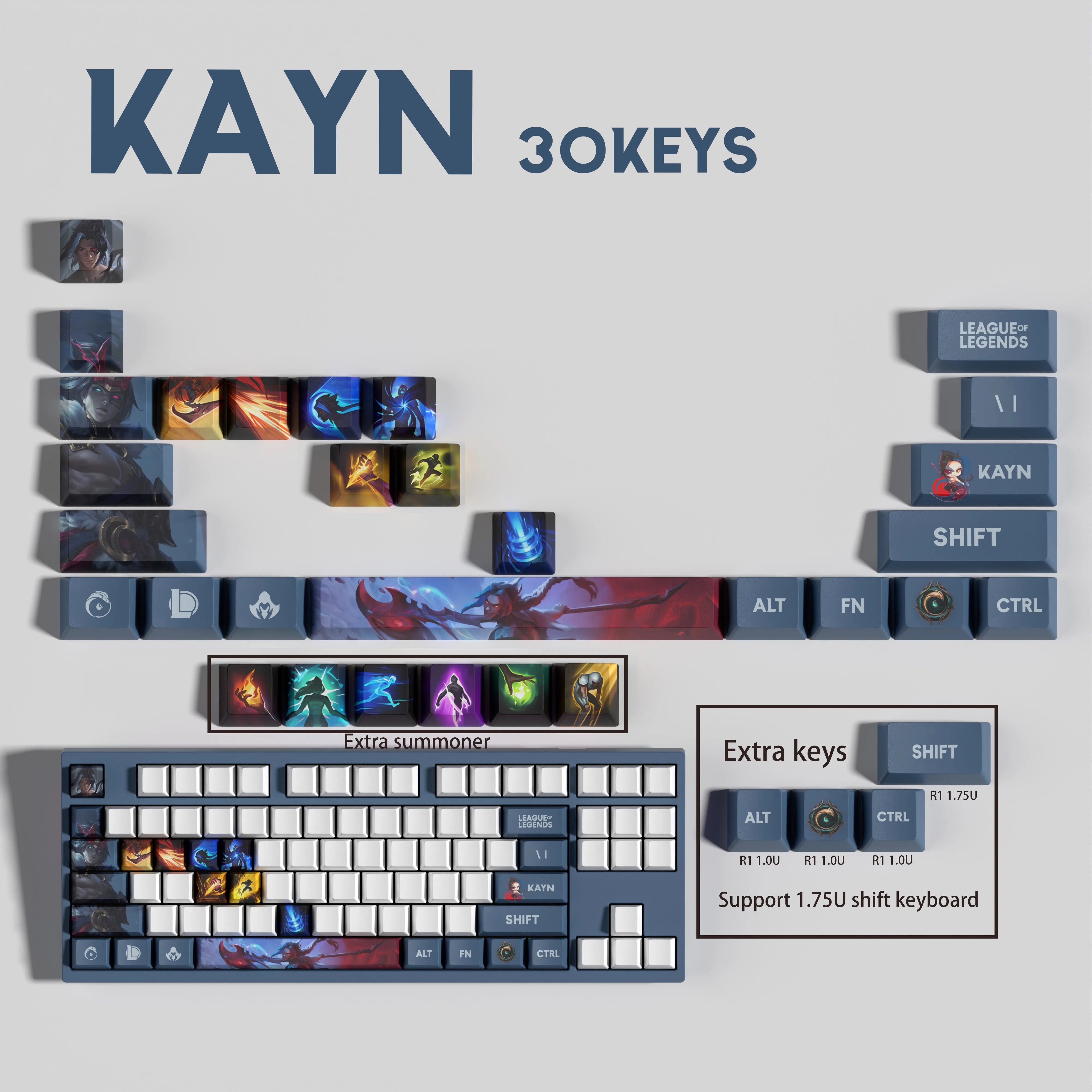 Special Edition League of Legends kayn Keycaps – 30 Custom Keys