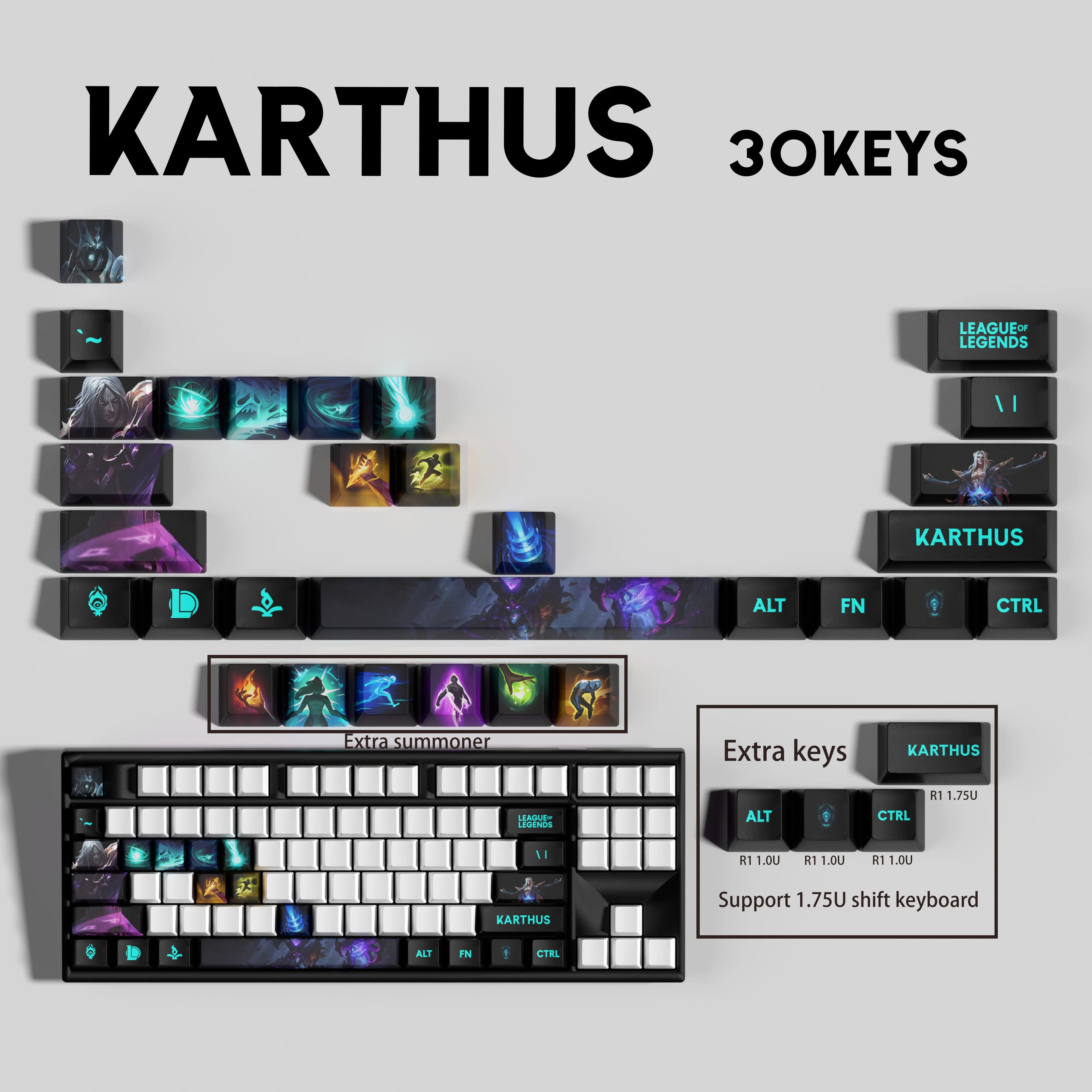 Special Edition League of Legends Karthus Keycaps – 30 Custom Keys