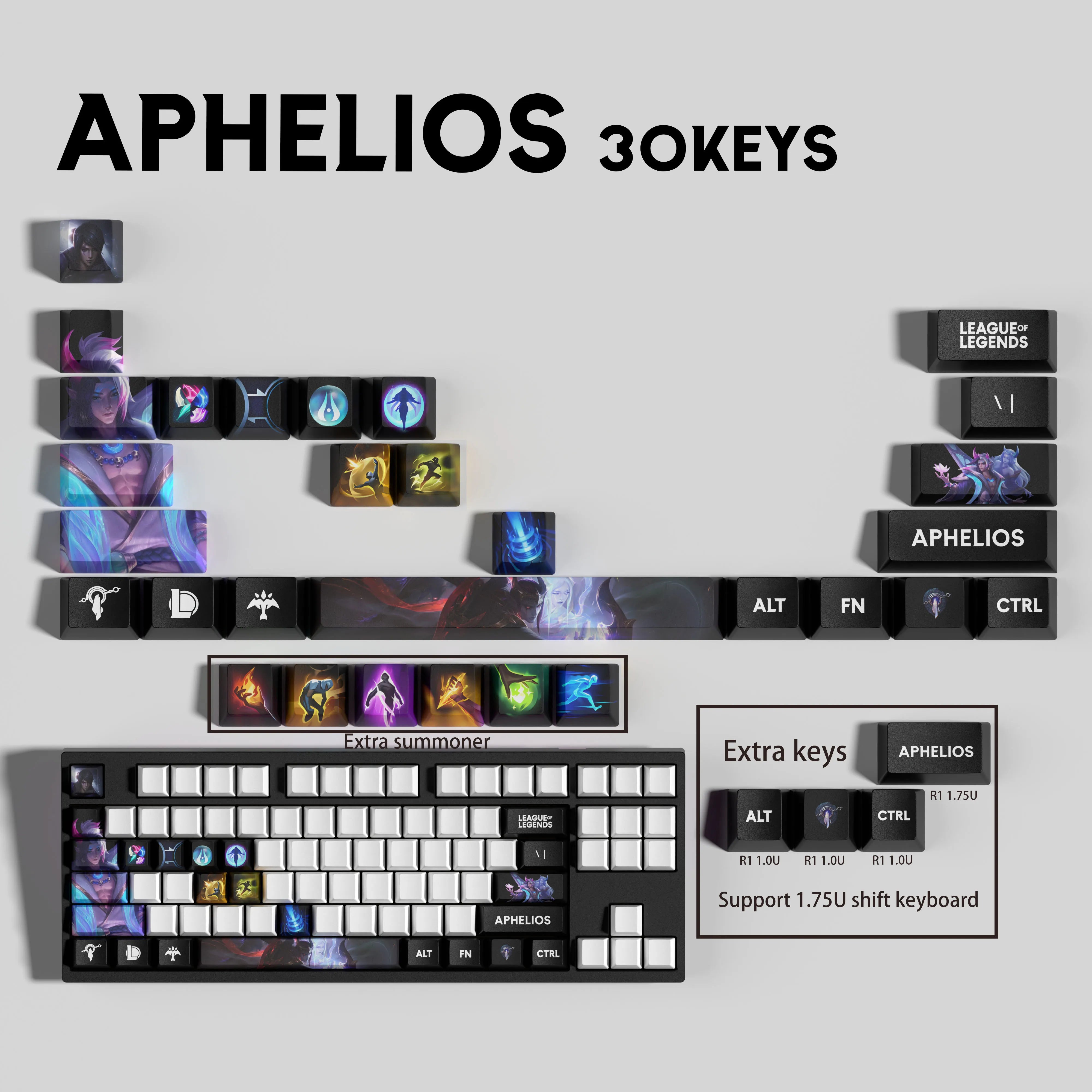 Special Edition League of Legends Aphelios Keycaps – 30 Custom Keys