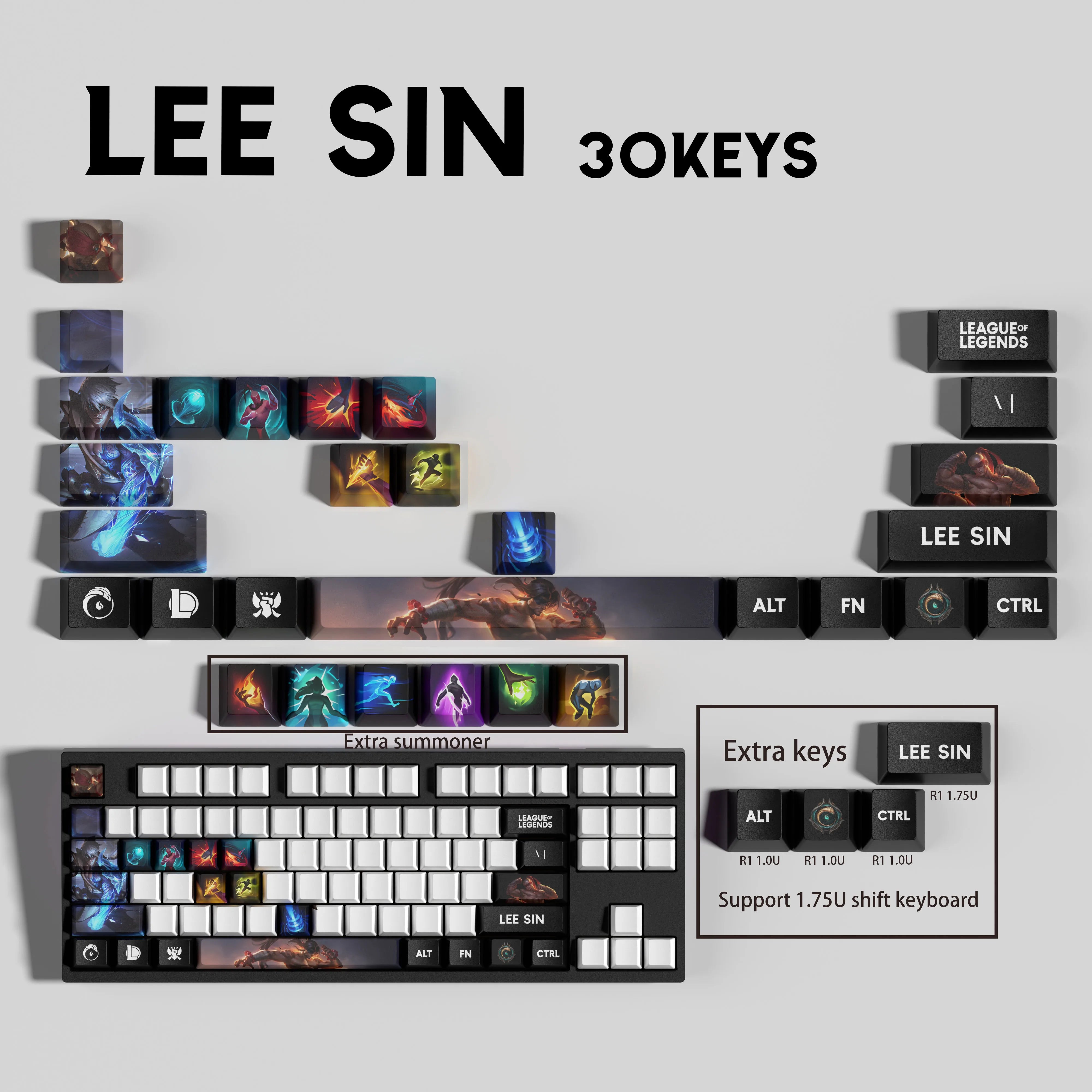 Special Edition League of Legends lee sin Keycaps – 30 Custom Keys