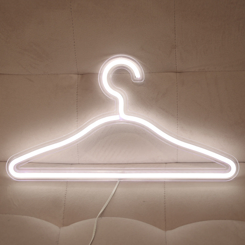 LED Neon Light Sign Clothes Stand USB Powered Hanger - Zxsetup