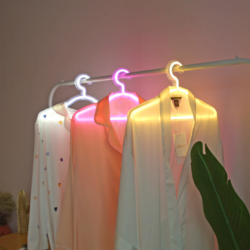 LED Neon Light Sign Clothes Stand USB Powered Hanger - Zxsetup