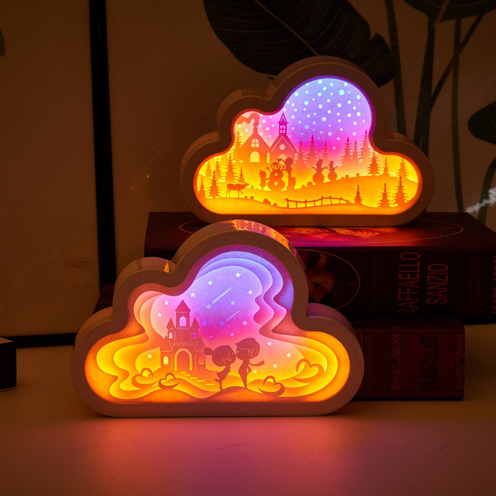 Cloud Paper Carving Light USB Bedside Unicorn Night Light - Zxsetup