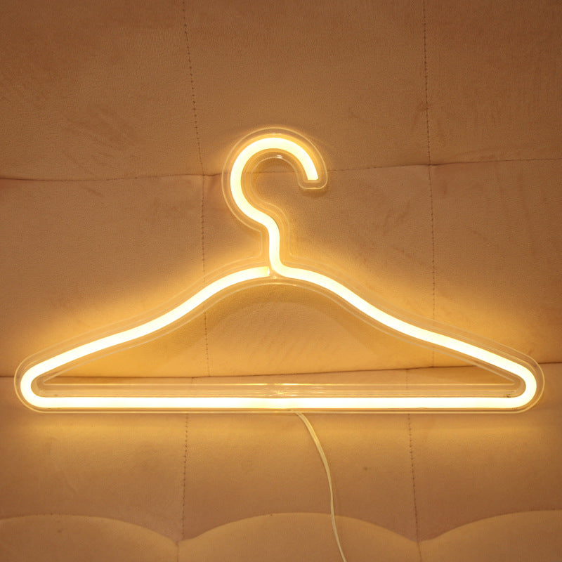 LED Neon Light Sign Clothes Stand USB Powered Hanger - Zxsetup