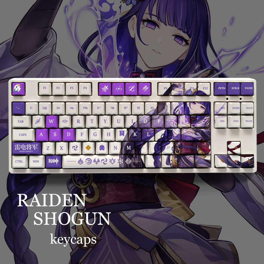Genshin Impact Theme RAIDEN SHOGUN  Pbt Material Keycaps 108 Keys - Zxsetup