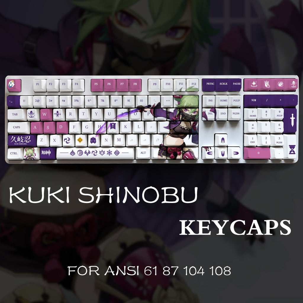 Genshin Impact Theme Kuki Shinobu Pbt Material Keycaps 108 Keys - Zxsetup