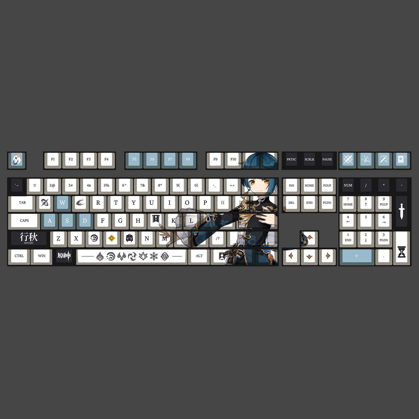 Genshin Impact Theme XINGQIU Pbt Material Keycaps 108 Keys - Zxsetup