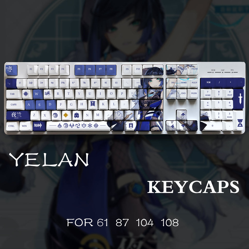 Genshin Impact Theme yelan Pbt Material Keycaps 108 Keys - Zxsetup