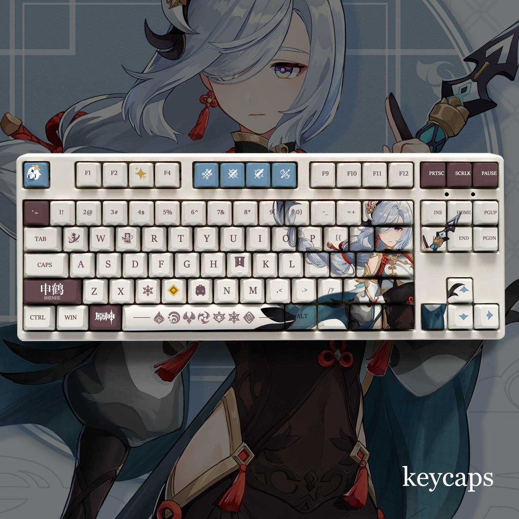 Genshin Impact Theme Shenhe Pbt Material Keycaps 108 Keys - Zxsetup